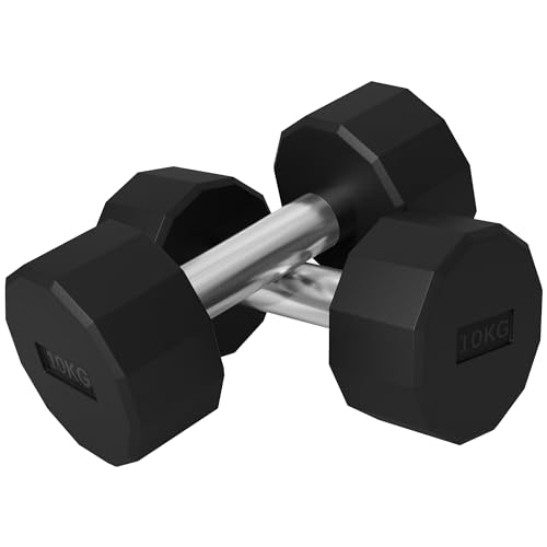 SPORTNOW Kurzhantel-Set 2 x 10 kg, Hantelset aus Metall, 2er Set Rutschfest Kurzhanteln, für Krafttraining und Fitness, Schwarz SPORTNOW Kurzhantel-Set 2 x 10 kg, Hantelset aus Metall, 2er Set Rutschfest Kurzhanteln, für Krafttraining und Fitness, Schwarz