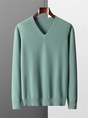Men's Merino Wool Pullover Knitted V-Neck Solid Color Soft Warm Casual Sweater2