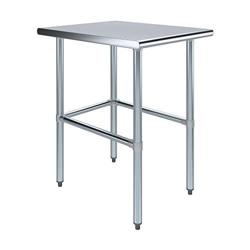 Image of AmGood Stainless Steel Work Table Open Base | Metal Work Bench (Stainless Steel Table Open Base, 24 inch Long x 30 inch Deep)