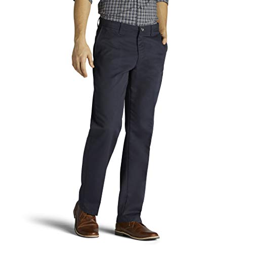 Lee Men's Big and Tall Big & Tall Total Freedom Stretch Relaxed Fit Flat Front Pant, Navy, 44W x 34L