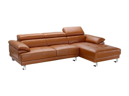 Vente-unique Canapé d'angle en Cuir - Caramel - Coin Droit - Excelsior II