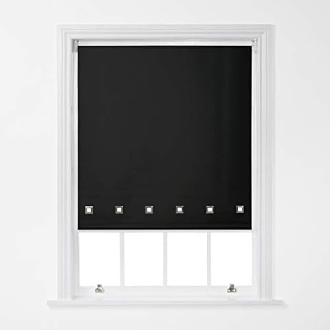 A.Unique Stylish Home Trimmable Square Eyelet Roller Window Blind in a Variety of Colours and Sizes (Black, 90cm x 170cm (35.4" x 66.9")) Cover