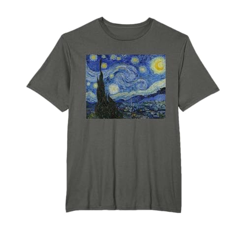 Great Paintings Designs Noche Estrellada de Vincent van Gogh Pintura Famosa Camiseta Unisex Niños Black T-Shirt Manga de Doble Puntada Pequeño