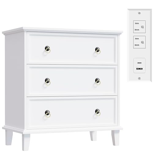 COWMOU White Nightstand with Charging