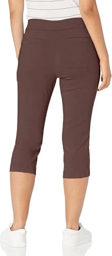 Image of Briggs New York Women's Pull on Stretch Capri Pants High Waist Crop Straight Leg with Pockets 21 inch Inseam