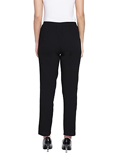 Image of oxolloxo Women Regular Fit Polyester Pencil Solid Casual Black Pant