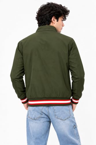 Image of Ben Martin Men's Jacket || Lightweight Casual Jacket with Standing Collar || Full Sleeve Zip-Up Windcheater Jacket with Striped Ribbed Cuffs & Hem