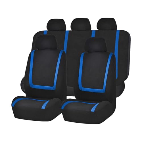 Zpana Car Seat Covers, Full Set Split Non-Slip Vehicle Front & Rear Seat Protector, Durable Comfortable Automotive Interior Chair Protective Cover, Universal for SUV Automobile Truck (Black/Blue)