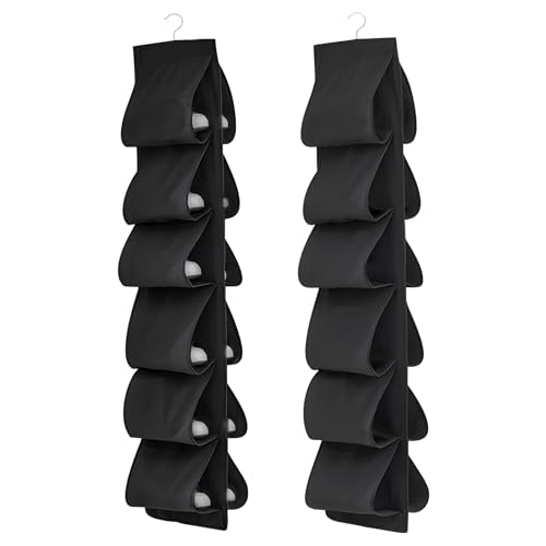 Qiundar Organizador Zapatos, 2PCS Organizador Armario Colgante con 12 Bolsillos Zapatero Colgante de Puerta Plegable Almacenamiento de Zapatos Organisador de Puerta para Dormitorio Salón Baño Entrada