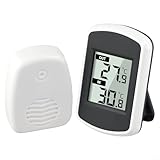 Wetterstation Funk Digital mit Innen und Außenthermometer, Breiter Temperaturbereich -4,4 °C bis 65 °C, Kabelloser Sensor bis zu 36,6 m, Lange Akkulaufzeit für Zuhause oder Büro Klimaüberwachung
