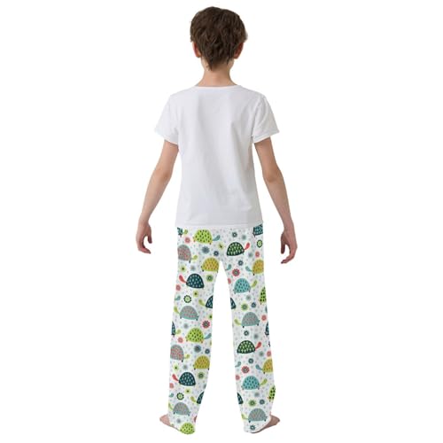 Turtle Floral Boys Long Pants Soft Trousers Elastic Waist Kids Lounge Bottoms with Pockets S-XL3