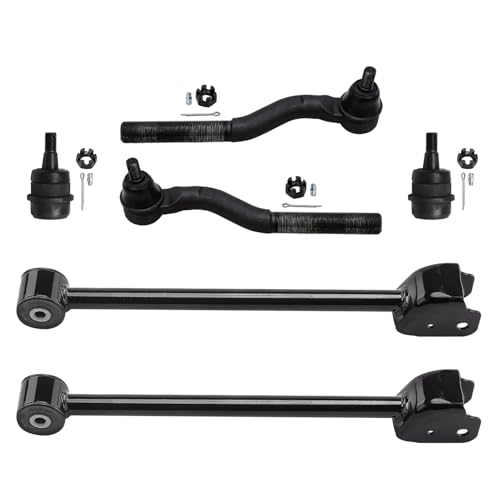 Image of Detroit Axle - 6pc Front End Kit for 07-17 Jeep Wrangler, 18 Wrangler JK, 2 Upper Control Arms 2 Upper Ball Joint 2 Outer Tie Rods 2007 2008 2009 2010 2011 2012 2013 2014 2015 2016 2017 Replacement