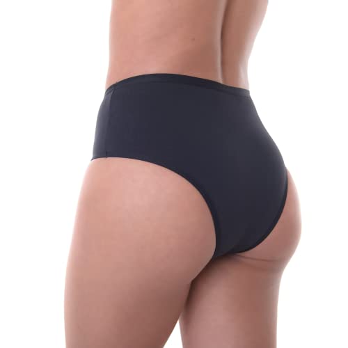Kit 4 Calcinhas Cintura Alta Reforçada Pants Algodão Tamanho:M;Cor:Lisas e Sortidas
