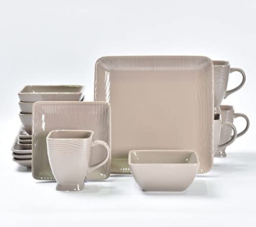 Temp-tations 16-Piece Essential Dinnerware Set (Floral Lace Taupe)  