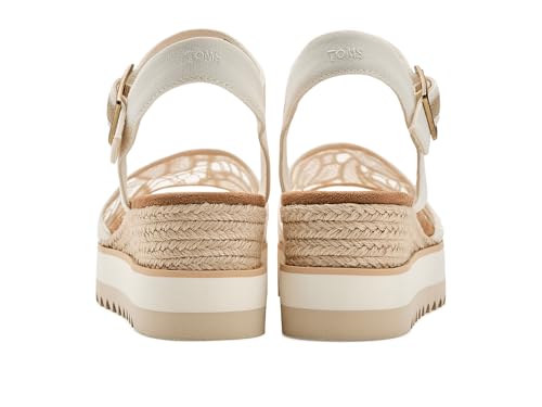 Image of TOMS Women's Diana Wedge Heel Sandal, Leather Upper, Rope-Wrapped Midsole, Adjustable Strap, Buckle, OrthoLite Insole