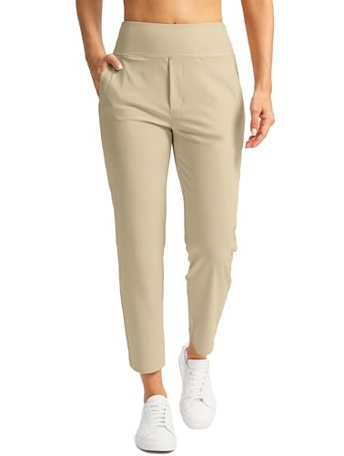 SANTINY Women's Pants with 3 Pockets 7/8 High Waisted Stretch Ankle Pants for Women Golf Casual Travel Athletic Work