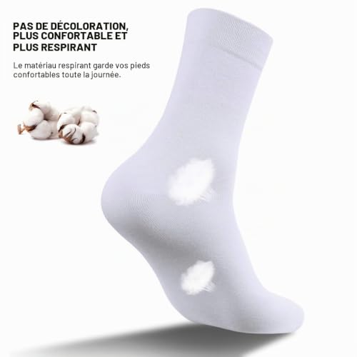 EIISSION Chaussettes Homme Femme Chaussettes de sport Tennis Running Lot de 6 Paires Noir Blanc Confortables Classiques Chaussette en Coton 39-42 – vue 3