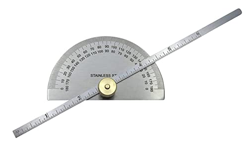 AI Tools 6" Inch Depth Gauge Protractor Round Stainless Steel Brass Knob