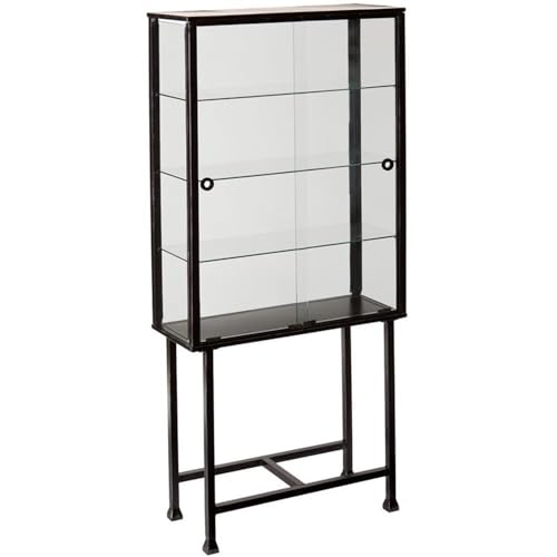 Southern Enterprises HZ8864 Black Metal/Glass Sliding-Door Display Cabinet