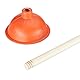 Relaxdays, rot/Natur Abflussreiniger Pömpel, Gummi Saugglocke, Abnehmbarer Holzstiel mit Öse, Toilette, Dusche, 30 cm, Holz, 1 Stück