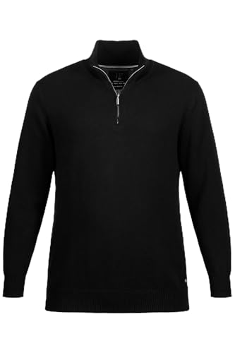 JP 1880 Heren grote maten grote maten Menswear L-8XL gebreide broek, opstaande kraag, rits, lange mouwen 716842, zwart, 4XL