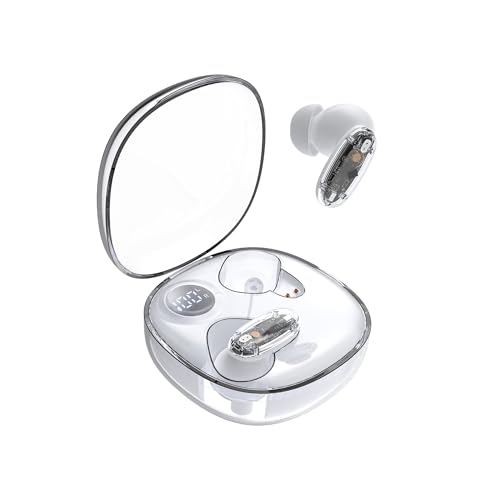 Mars Gaming MHIB2, Auriculares Bluetooth 5.4, Sonido Inmersivo, Diseño Ergonómico Semitransparente y Ultracompacto, 24 Horas Reproducción, Auriculares Inalámbricos con Estuche e Indicador LED, Blanco