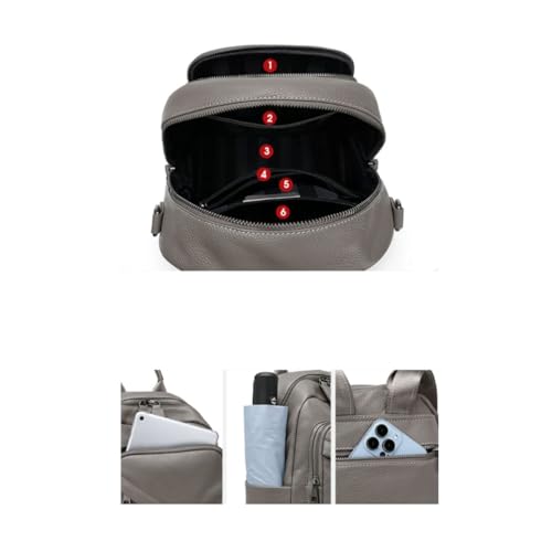 Shoulder Bags Women's Genuine Leather Fashion Backpacks Casual Daypack Travel Bags Business Laptop Bags (Color : Black, Size : Large)4