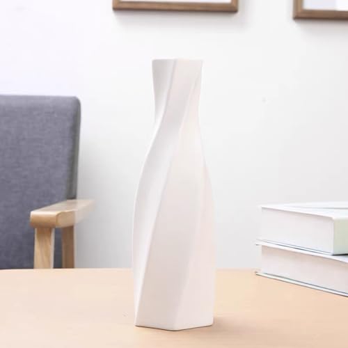 YHOMBES 花瓶 フラワーベース 陶器 白 大きい 北欧 長い おしゃれ 花器 高さ26cm（ホワイト）