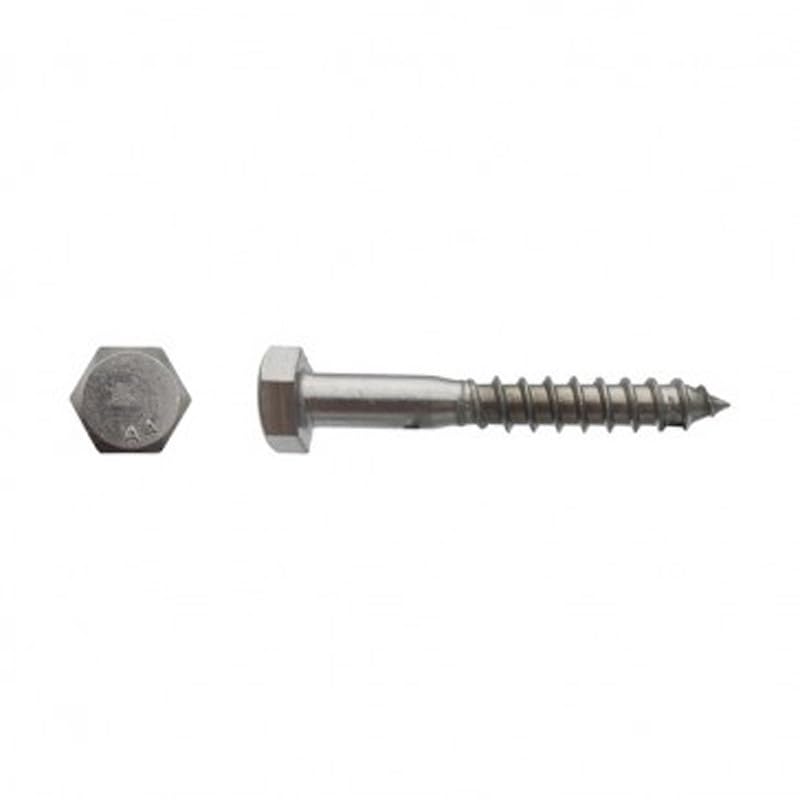 Vis à bois tête hexagonale (Tirefond) Inox A4-8 x 100 mm- Vendu par 50