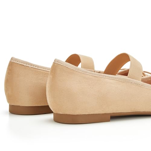 Image of Trary Flats for Women Closed Round Toe Ballet Flats Mary Jane Shoes Women with Elastic Strap Cute Bowknot Comfortable Dress Shoes for All-Year Daily Work Casual Wear