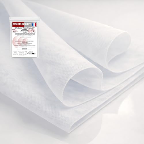 Coutursup — Marque Française | Entoilage Thermocollant Couture Blanc 100×250 cm | Renfort Non Tissé Polyester, Idéal Couture, Vêtements, Sacs et Loisirs Créatifs