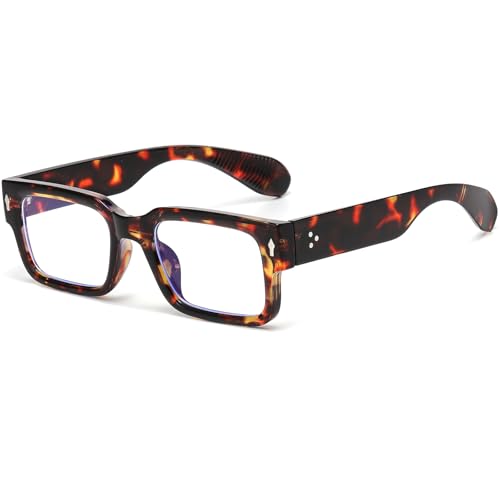 Image of Breaksun Rectangle Glasses for Men Women Square Blue Light Glasses Thick Frame Black Eyeglasses