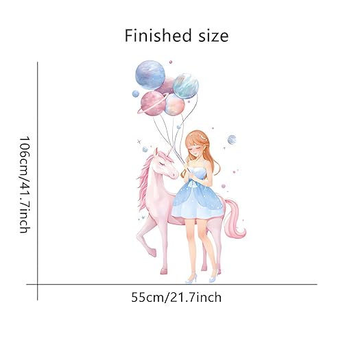 Lovely Girl and Pink Unicorn Wall Stickers miniatura 6