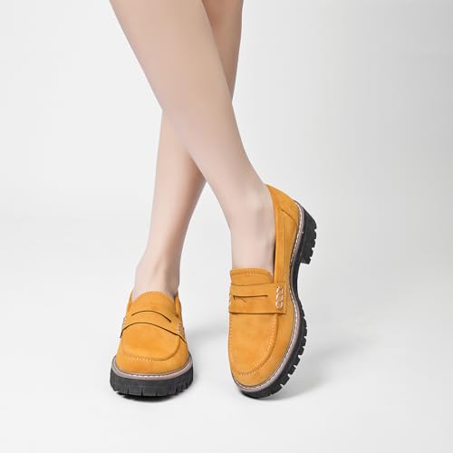 Image of Womens Loafers Shoes Platform Chunky Penny Loafer Lug Sole Comfortable Slip On Work Office Business Casual Dress Shoes, US Size 5-11.5