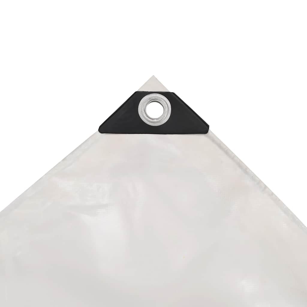 Telone 650 g/m² in tela con rivestimento in PVC, 5 x 6 m, bianco, resistente alle intemperie, agli strappi, ai raggi UV, con occhielli, per giardino, campeggio, auto, rimorchio, protezione e