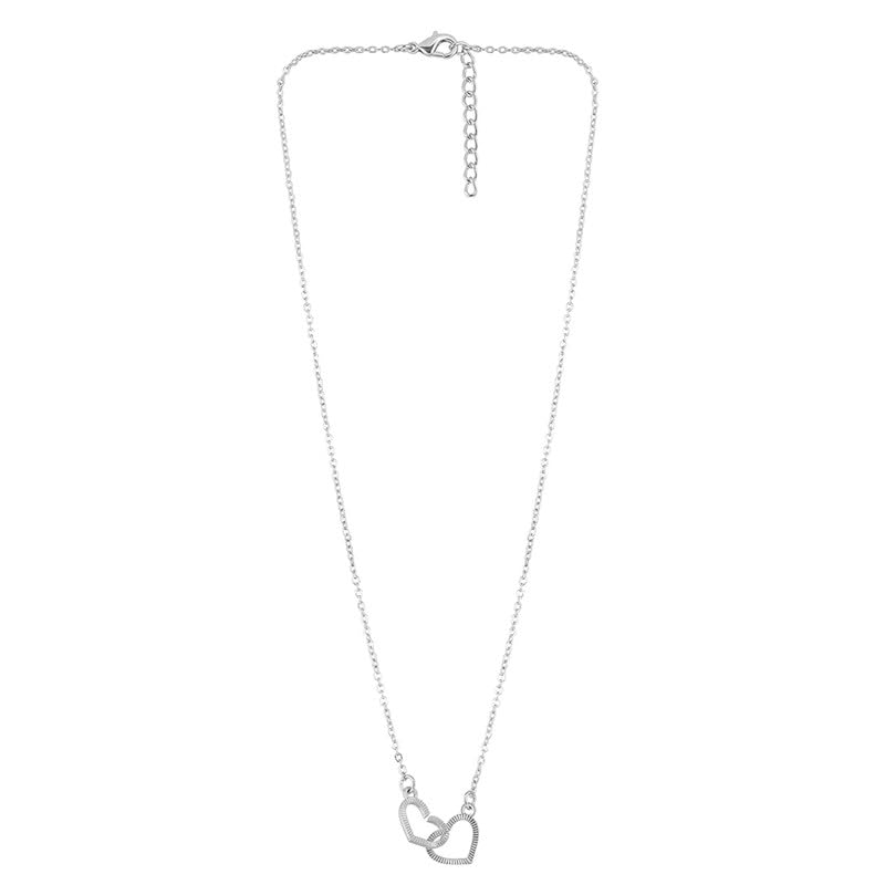 Image of Mahi Dual Heart Link Pendant Necklace for Women (PAPS1101897PR)