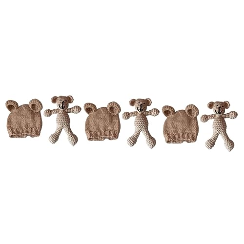 Chapeau tricot ours beige kit 3 pièces cadeau souvenir photo bébé