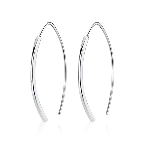 SLUYNZ Solid 925 Sterling Silver Bar Dangle Earrings for Women Teens Dangle Earrings Wire Threader Earrings Open Hoop Earrings