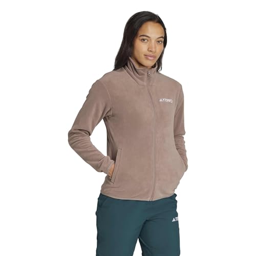 adidas Women's Terrex Multi Essentials Full Zip Fleece Jacket, Trace Brown, XL