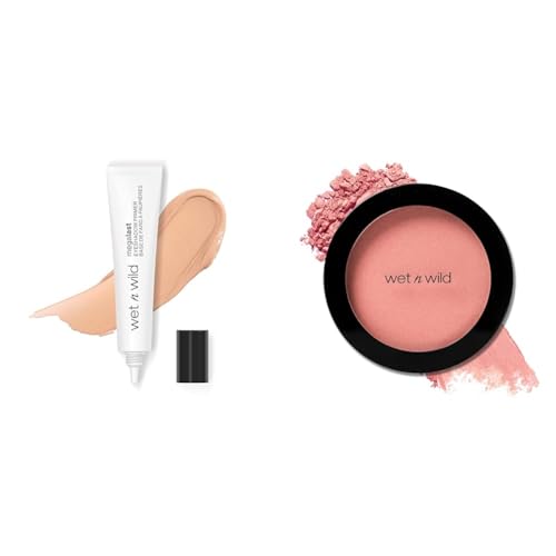 wet n wild Megalast Eyeshadow Primer and Color Icon Blush Cruelty-Free Makeup Bundle with Vitamin E Enriched Primer and Jojoba Oil Infused Blush