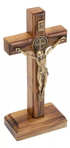 Crucifixo de Mesa e Parede 12 cm – Madeira Imbuia com Cristo em M...