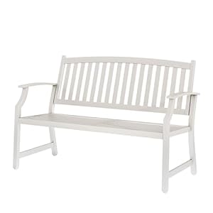 Grand patio Tuinbank, metaal, parkbank met rugleuning en armleuning, retrostijl voor 2-3 zits, tuinmeubelen, banken voor tuin, park, balkon (modern, wit)