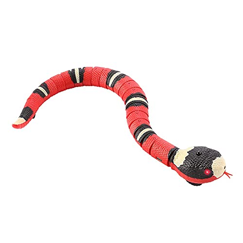 Giveme5 Realistic Snake Toy 15 inch Long Automatic Fast Moving Snake Rattlesnake Toy with Retractable Tongue and Swinging Tail for Kids Halloween Christmas Prank Toys Birthday Gifts Black and Red