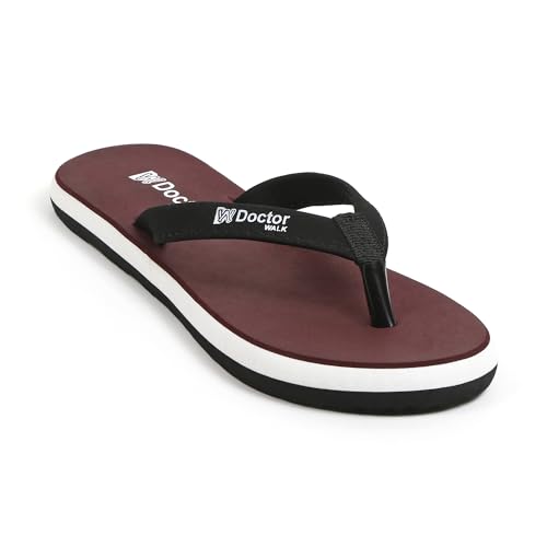 Doctor Walk Flip Flops with Comfortable Footpad, Soft Straps, Anti-Skid Design, Black and White Slipper for Women's