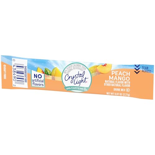 Image of Crystal Light Peach Mango On-The-Go Powdered Drink Mix with Caffeine, 0.07 oz Packet