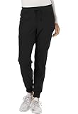 HeartSoul Women's Medical Scrub Jogger Pants Contemporary fit Drawstring Waistband Jogger with 5 Pockets - HS030, S, Black -