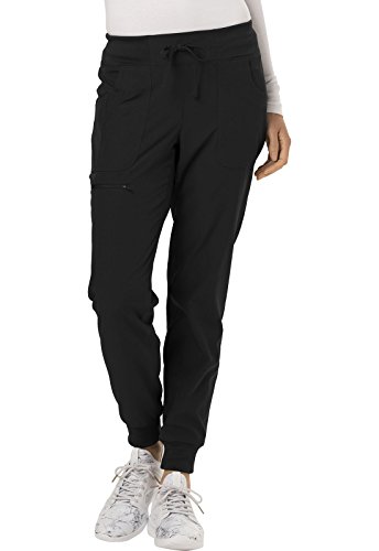 HeartSoul Jogger Scrub Pants for Women, Break On Through Stretch Fabric HS030, L, Black - Large,Black
