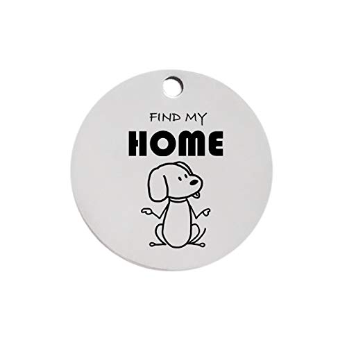 3°Amy Etiqueta de Perro Patrón 1pcs Personalizada Pequeño Animal doméstico del Perro Etiqueta de la identificación del Metal Redondo de Acero Inoxidable Grabado Etiquetas for Perros Grandes Placas de