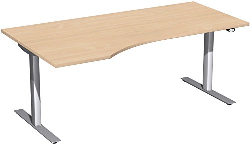 Preisvergleich Produktbild Geramöbel Elektro-Hubtisch links höhenverstellbar, 1800x1000x680-1160, Buche / Silber