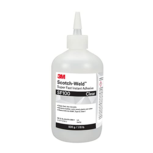 3M Scotch-Weld Super Fast Instant Adhesive SF100, Clear, 500 Gram Bottle, 1/case